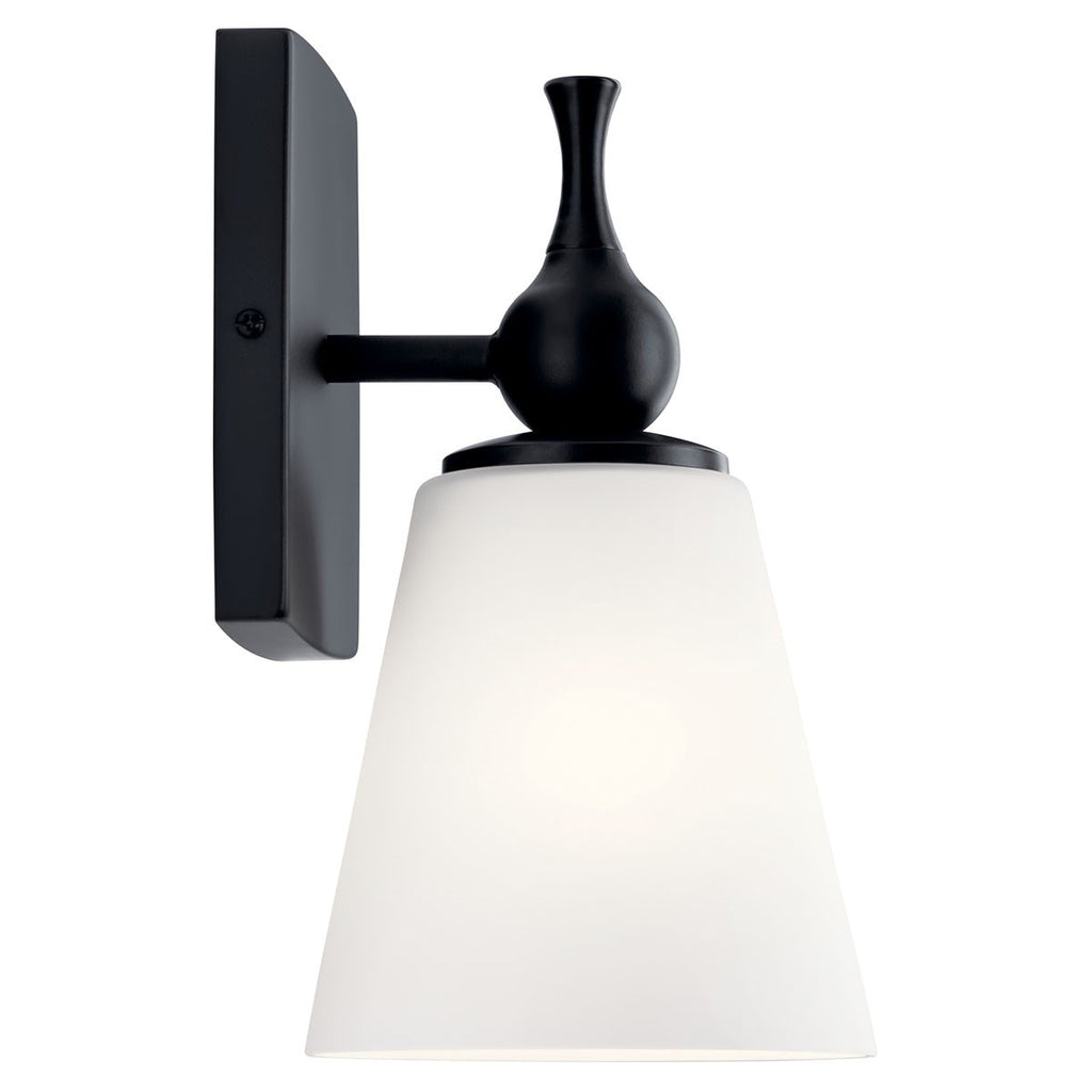 KICHLER 55090BK Cosabella 6" 1 Light Wall Sconce With Etched White Glass Black