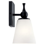 KICHLER 55090BK Cosabella 6" 1 Light Wall Sconce With Etched White Glass Black