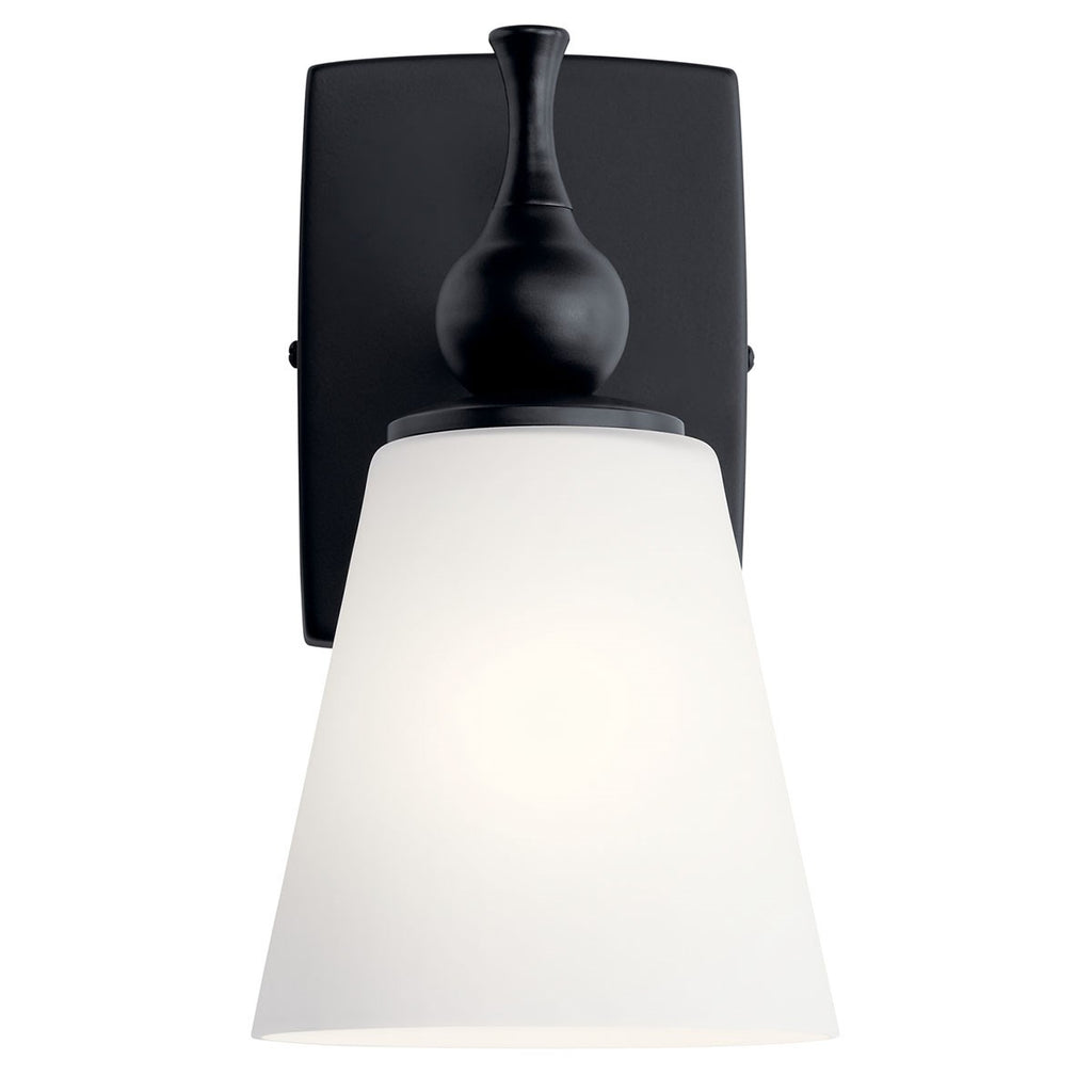 KICHLER 55090BK Cosabella 6" 1 Light Wall Sconce With Etched White Glass Black