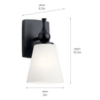 KICHLER 55090BK Cosabella 6" 1 Light Wall Sconce With Etched White Glass Black