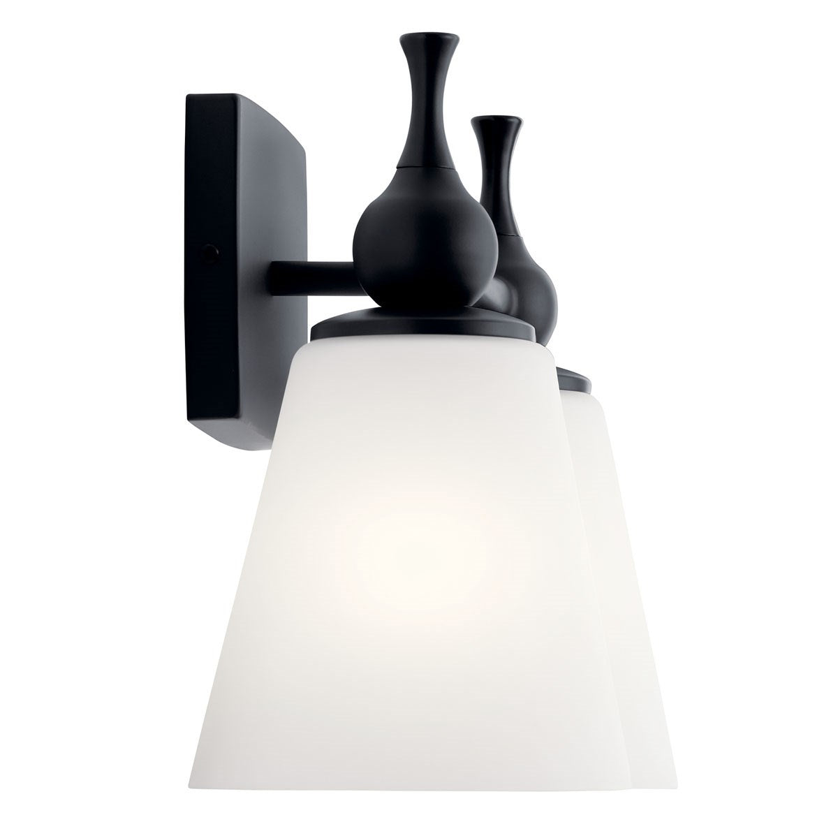 KICHLER 55091BK Cosabella 15" 2 Light Vanity Light With Etched White Glass Black