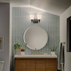 KICHLER 55091BK Cosabella 15" 2 Light Vanity Light With Etched White Glass Black