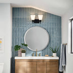 KICHLER 55091BK Cosabella 15" 2 Light Vanity Light With Etched White Glass Black