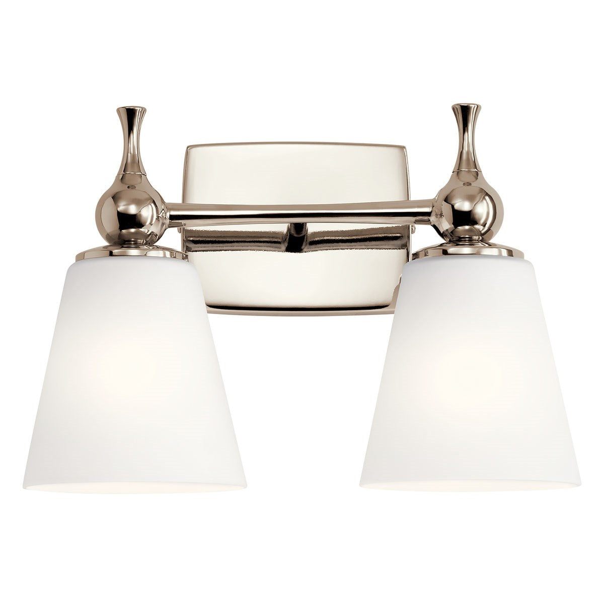 KICHLER 55091PN Cosabella 15" 2 Light Vanity Light With Etched White Glass Polished Nickel