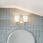 KICHLER 55091PN Cosabella 15" 2 Light Vanity Light With Etched White Glass Polished Nickel