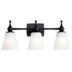 KICHLER 55092BK Cosabella 24" 3 Light Vanity Light With Etched White Glass Black