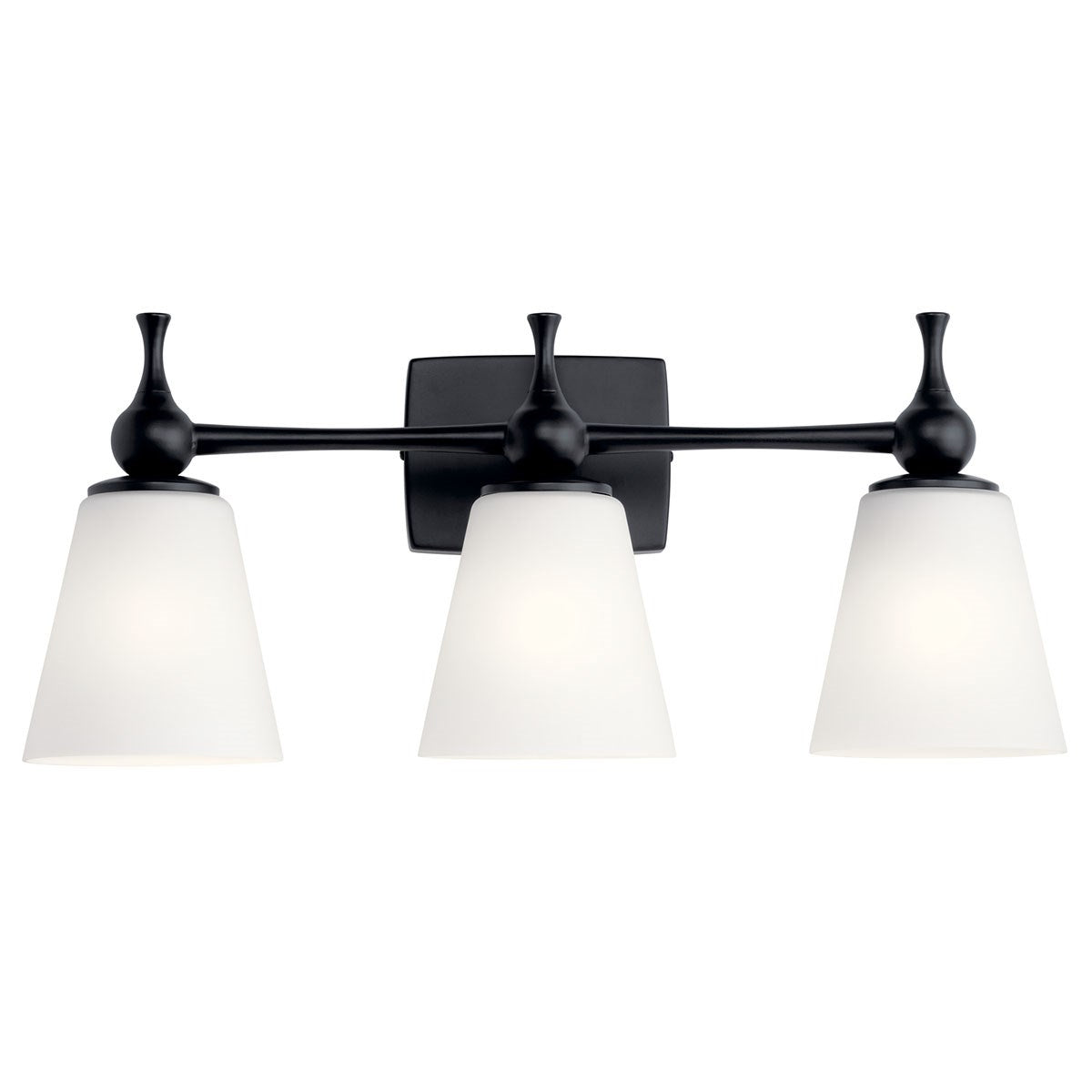 KICHLER 55092BK Cosabella 24" 3 Light Vanity Light With Etched White Glass Black