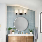 KICHLER 55092BK Cosabella 24" 3 Light Vanity Light With Etched White Glass Black