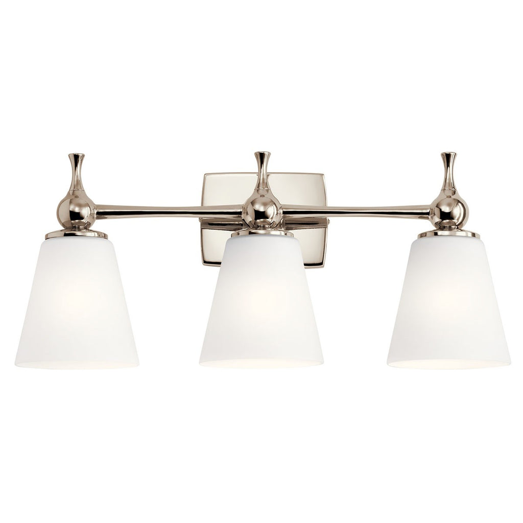 KICHLER 55092PN Cosabella 24" 3 Light Vanity Light With Etched White Glass Polished Nickel