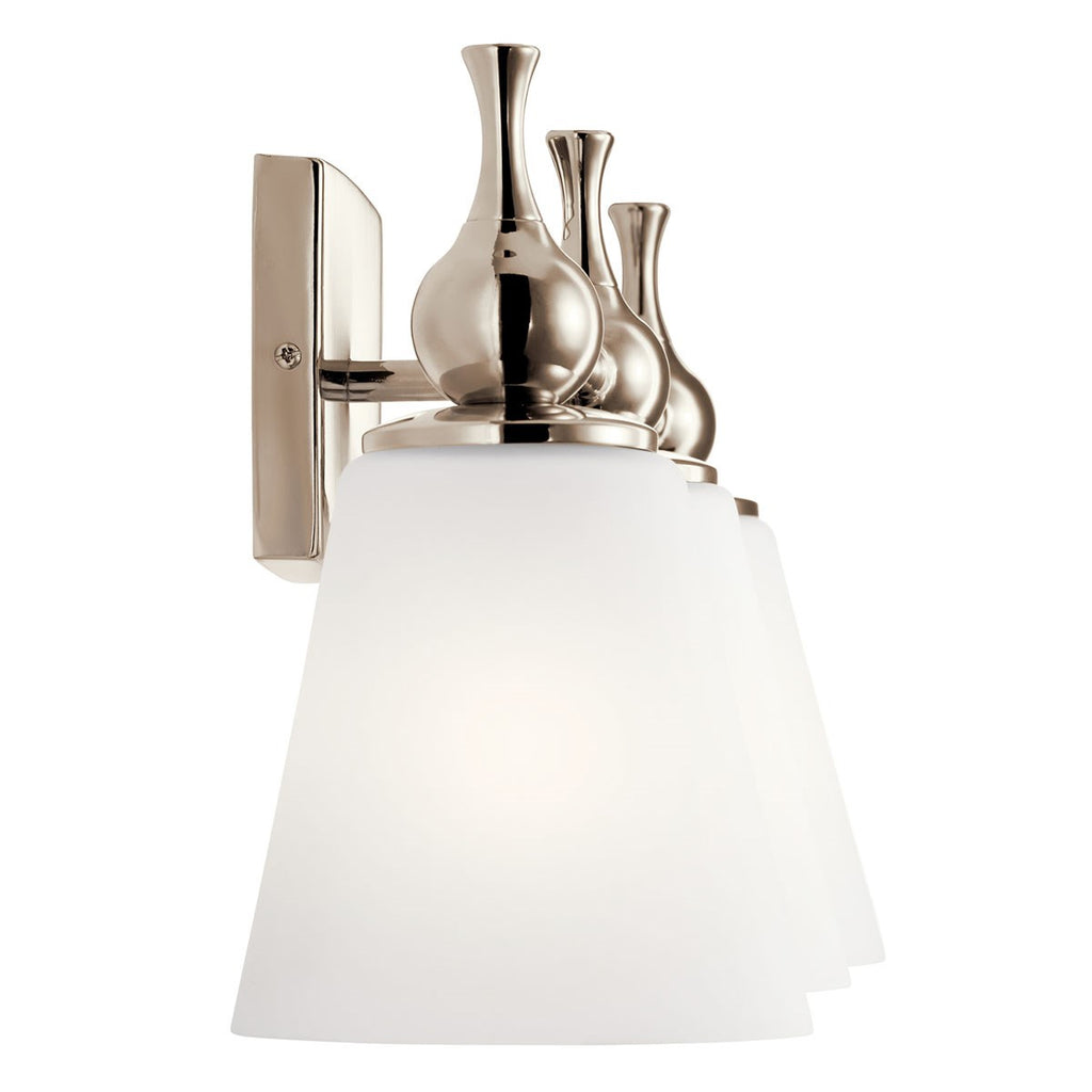 KICHLER 55092PN Cosabella 24" 3 Light Vanity Light With Etched White Glass Polished Nickel