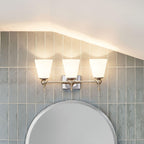 KICHLER 55092PN Cosabella 24" 3 Light Vanity Light With Etched White Glass Polished Nickel