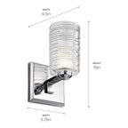 KICHLER 55095CH Giarosa 10" 1 Light Wall Sconce Chrome