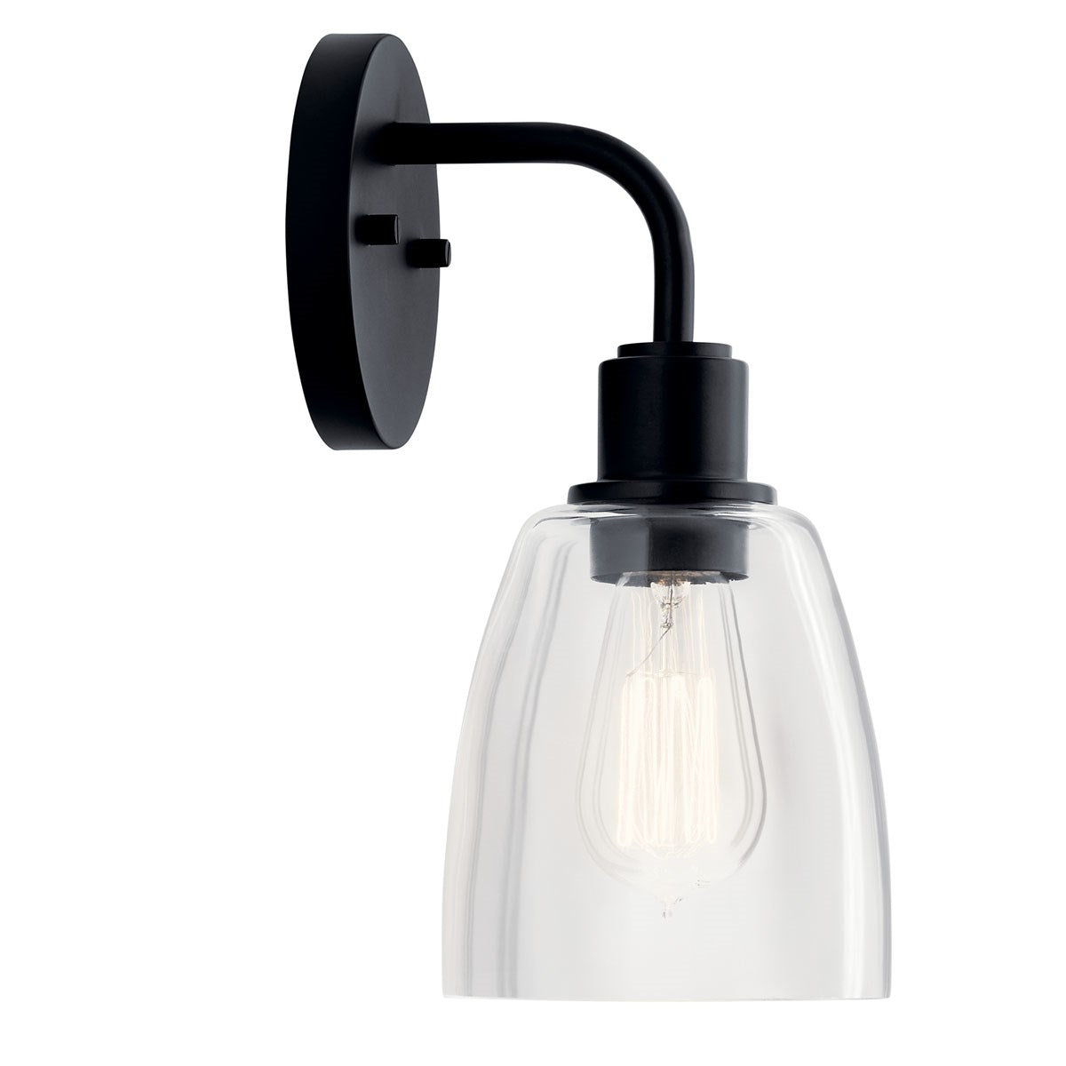 KICHLER 55100BK Meller 11" 1 Light Wall Sconce With Clear Glass Black