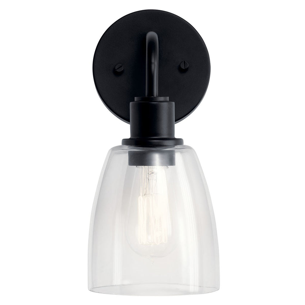 KICHLER 55100BK Meller 11" 1 Light Wall Sconce With Clear Glass Black