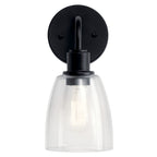 KICHLER 55100BK Meller 11" 1 Light Wall Sconce With Clear Glass Black