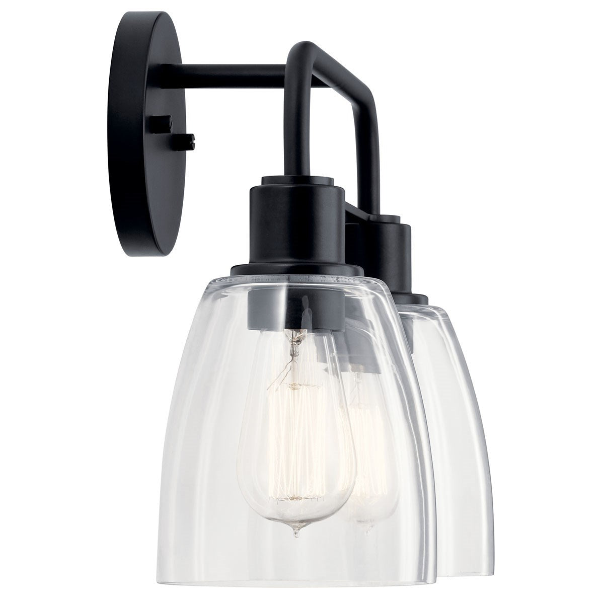 KICHLER 55101BK Meller 15" 2 Light Vanity Light With Clear Glass Black