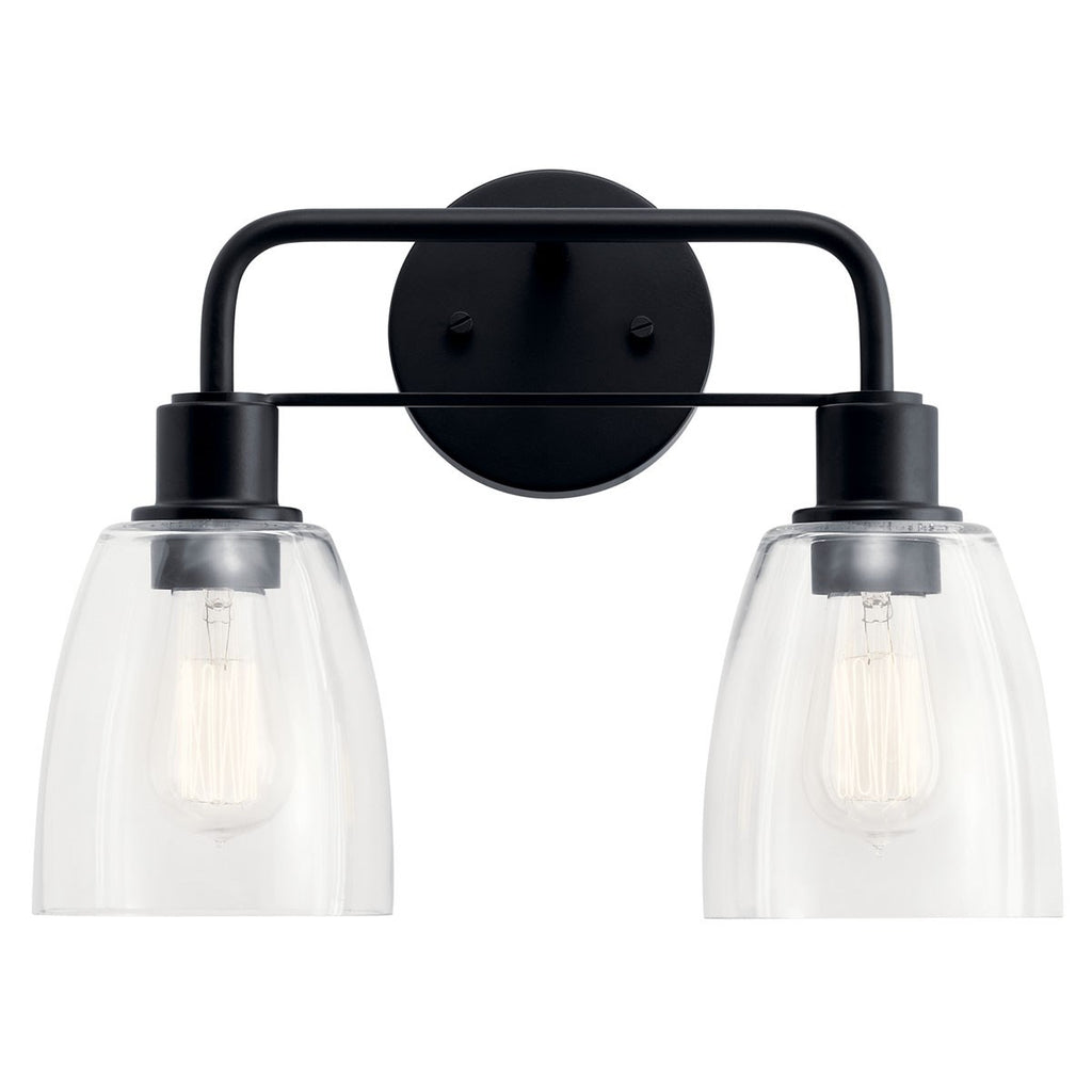 KICHLER 55101BK Meller 15" 2 Light Vanity Light With Clear Glass Black