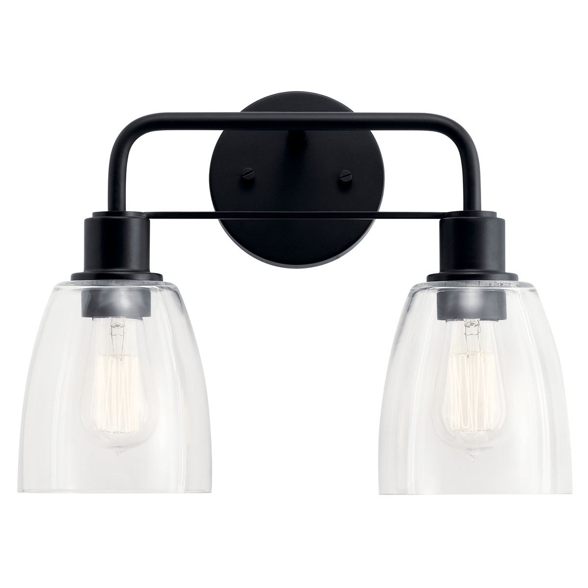 KICHLER 55101BK Meller 15" 2 Light Vanity Light With Clear Glass Black