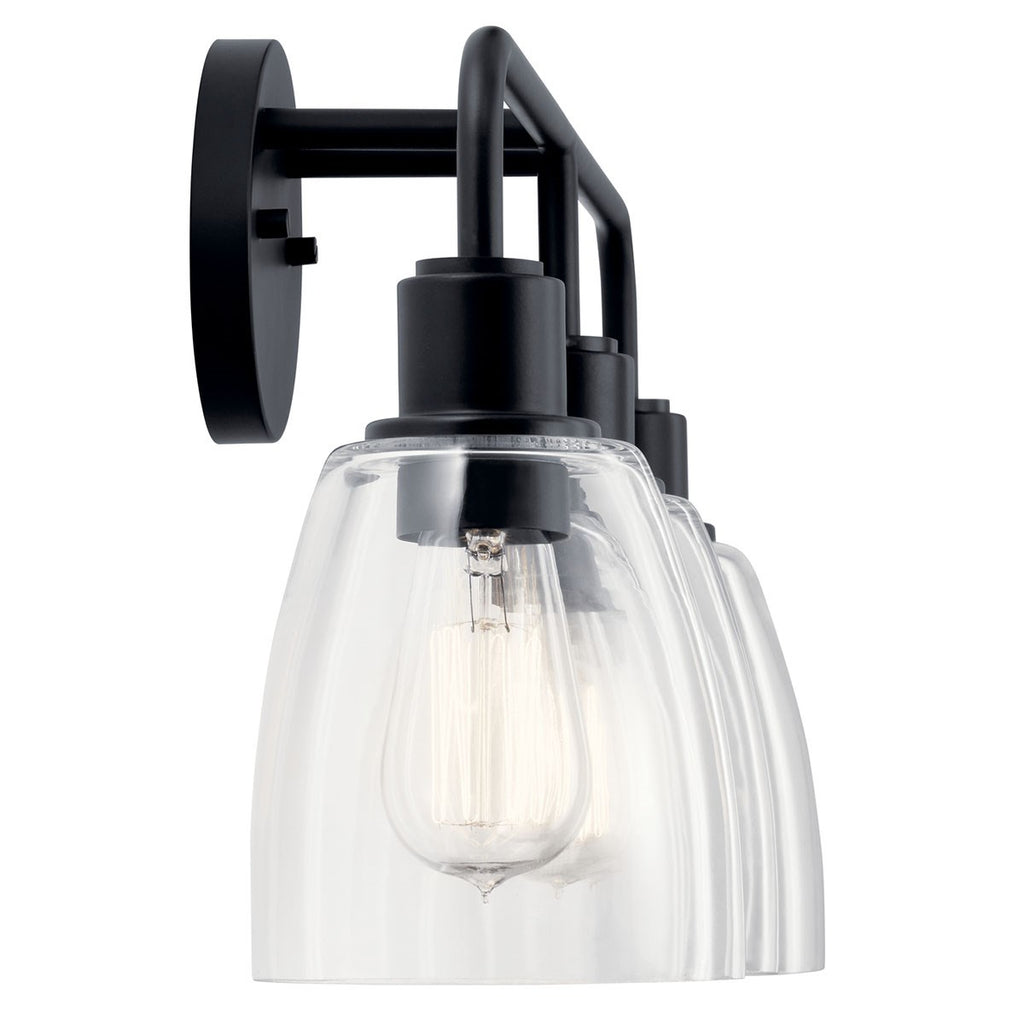 KICHLER 55102BK Meller 24" 3 Light Vanity Light With Clear Glass Black