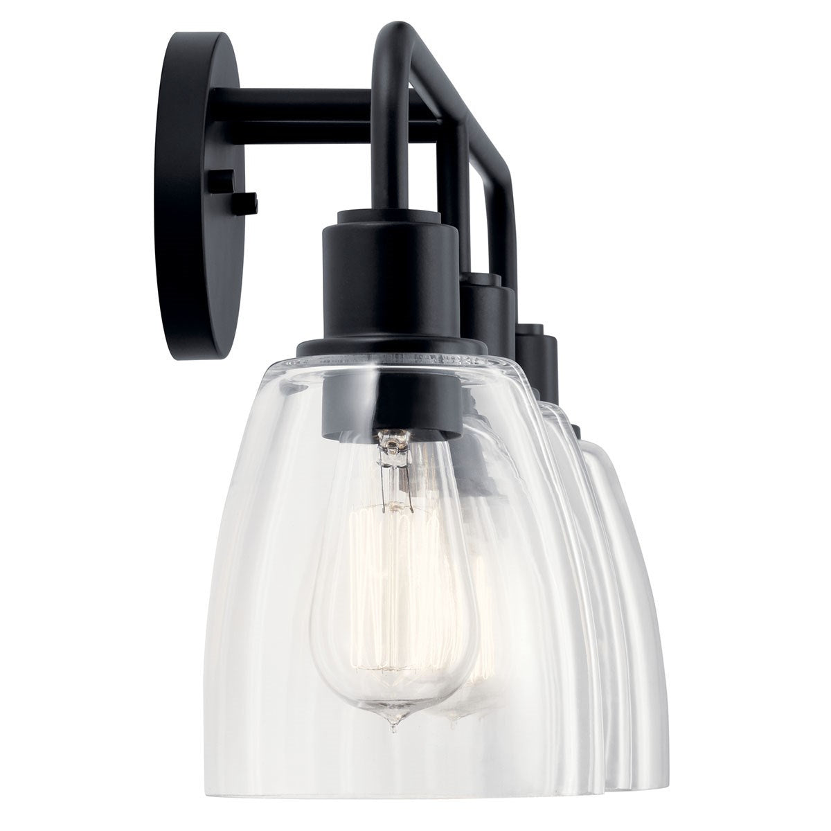 KICHLER 55102BK Meller 24" 3 Light Vanity Light With Clear Glass Black