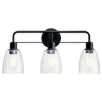KICHLER 55102BK Meller 24" 3 Light Vanity Light With Clear Glass Black