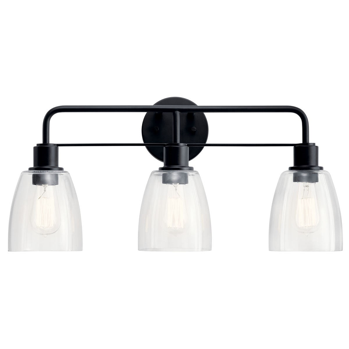 KICHLER 55102BK Meller 24" 3 Light Vanity Light With Clear Glass Black