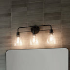 KICHLER 55102BK Meller 24" 3 Light Vanity Light With Clear Glass Black
