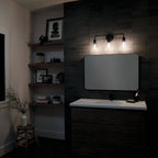 KICHLER 55102BK Meller 24" 3 Light Vanity Light With Clear Glass Black