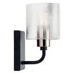 KICHLER 55105BK Harvan 9.25" 1 Light Wall Sconce with Clear Ribbed Glass Black