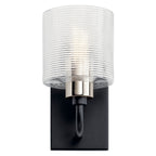 KICHLER 55105BK Harvan 9.25" 1 Light Wall Sconce with Clear Ribbed Glass Black