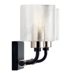 KICHLER 55106BK Harvan 15" 2 Light Vanity Light with Clear Ribbed Glass Black