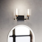 KICHLER 55106BK Harvan 15" 2 Light Vanity Light with Clear Ribbed Glass Black