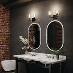 KICHLER 55106BK Harvan 15" 2 Light Vanity Light with Clear Ribbed Glass Black