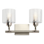 KICHLER 55106SN Harvan 15" 2 Light Vanity Light with Clear Ribbed Glass Satin Nickel