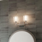 KICHLER 55106SN Harvan 15" 2 Light Vanity Light with Clear Ribbed Glass Satin Nickel
