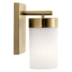 KICHLER 55110BNB Ciona 9" 1 Light Wall Sconce With Round Ribbed Glass Brushed Natural Brass