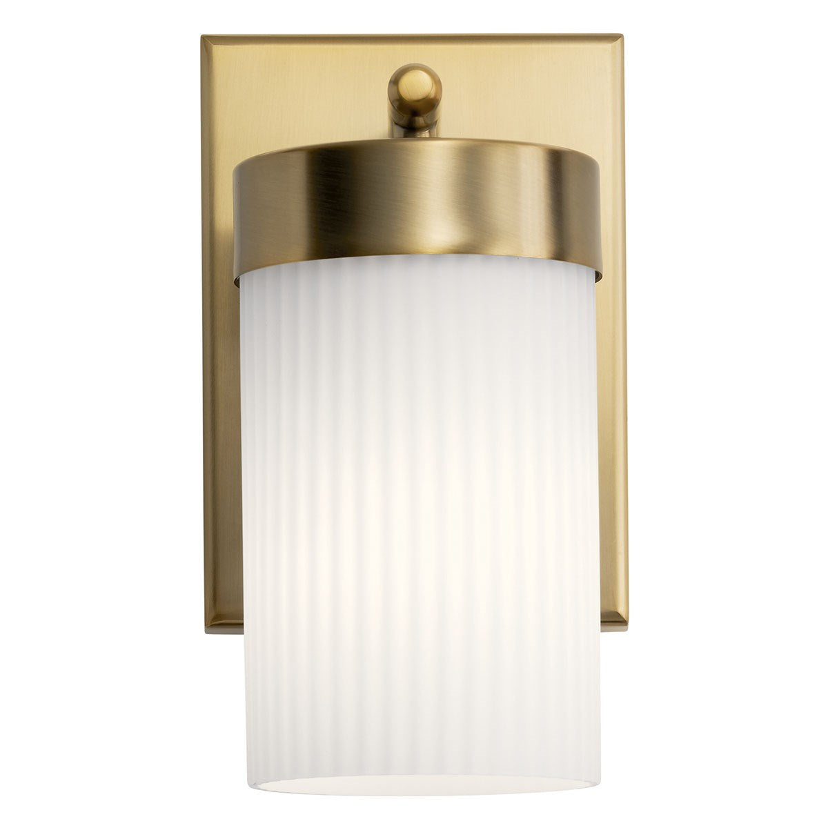 KICHLER 55110BNB Ciona 9" 1 Light Wall Sconce With Round Ribbed Glass Brushed Natural Brass
