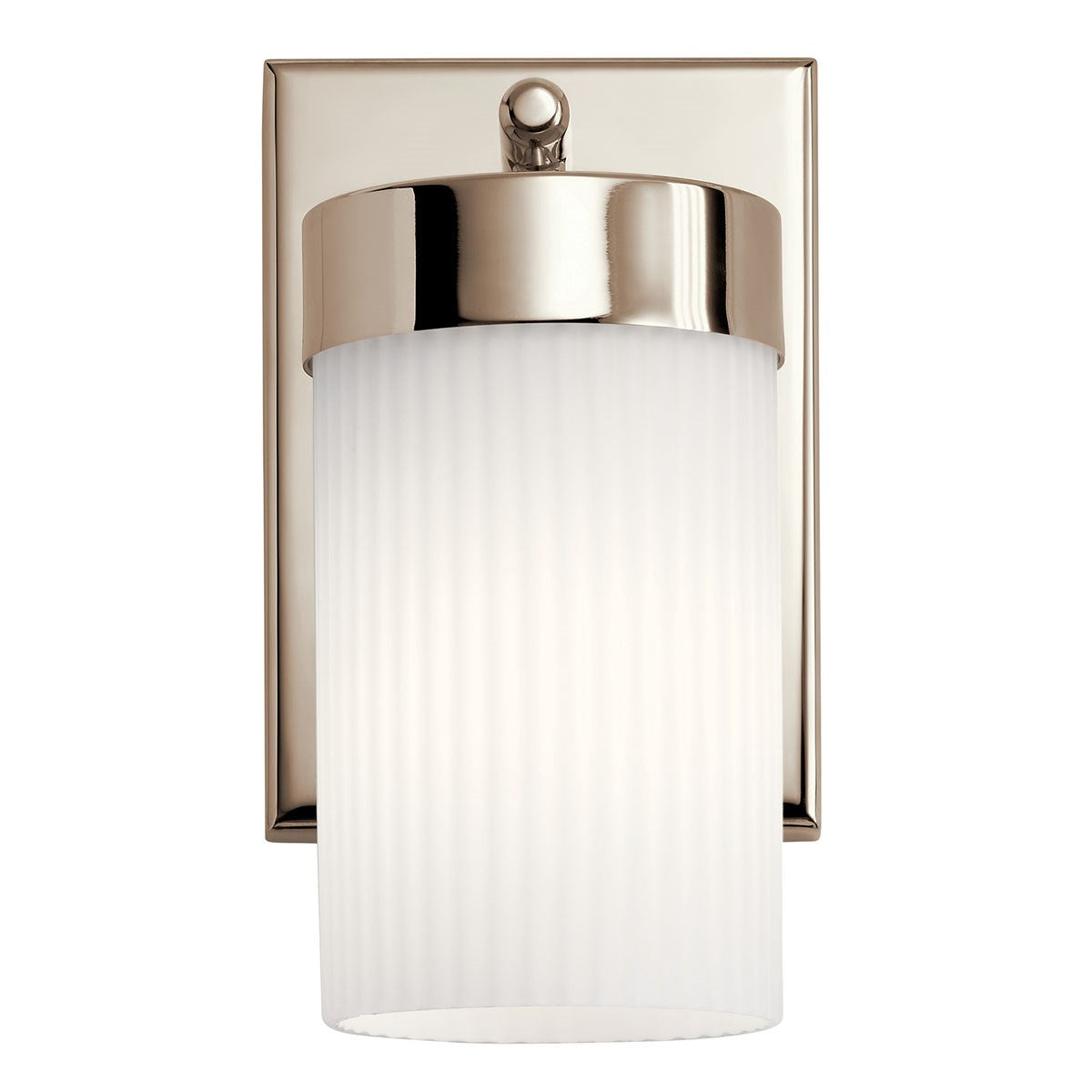 KICHLER 55110PN Ciona 9" 1 Light Wall Sconce With Round Ribbed Glass Polished Nickel