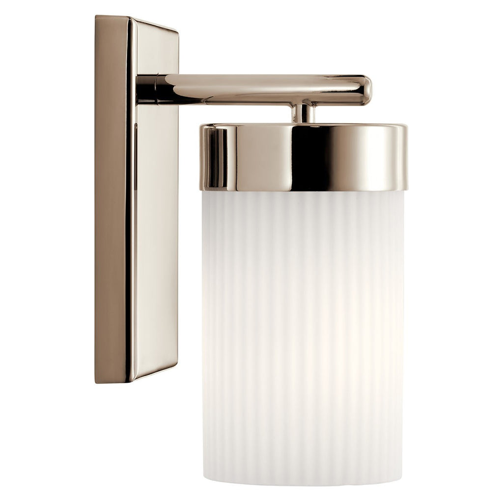KICHLER 55110PN Ciona 9" 1 Light Wall Sconce With Round Ribbed Glass Polished Nickel