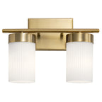 KICHLER 55111BNB Ciona 14.5" 2 Light Vanity Lighte With Round Ribbed Glass Brushed Natural Brass
