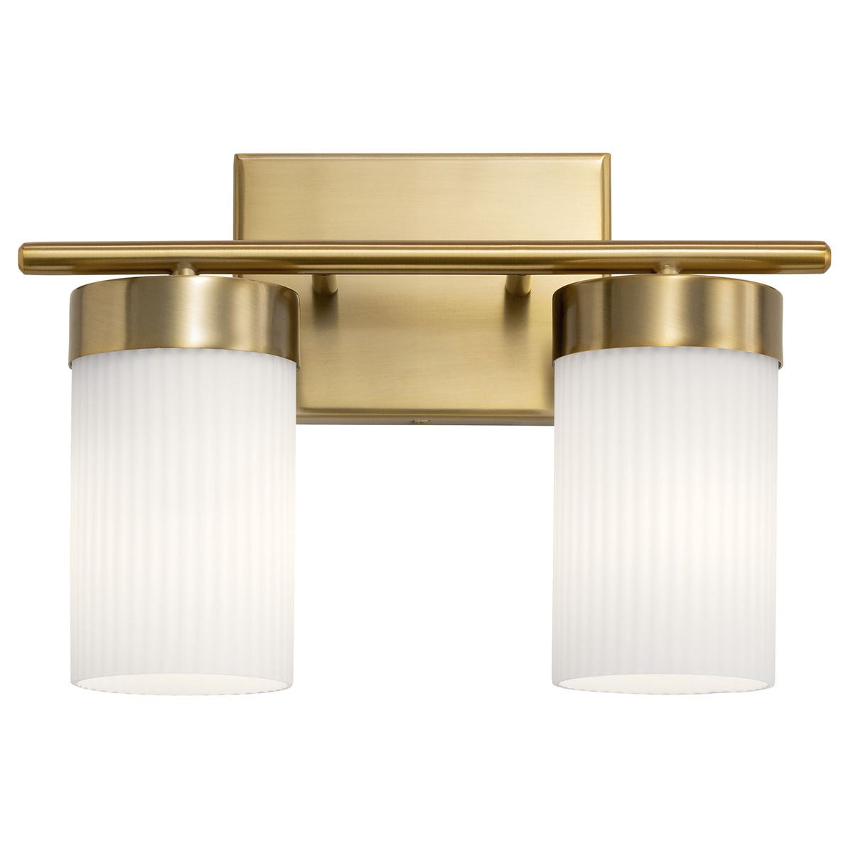 KICHLER 55111BNB Ciona 14.5" 2 Light Vanity Lighte With Round Ribbed Glass Brushed Natural Brass