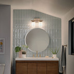 KICHLER 55111BNB Ciona 14.5" 2 Light Vanity Lighte With Round Ribbed Glass Brushed Natural Brass