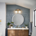 KICHLER 55111BNB Ciona 14.5" 2 Light Vanity Lighte With Round Ribbed Glass Brushed Natural Brass