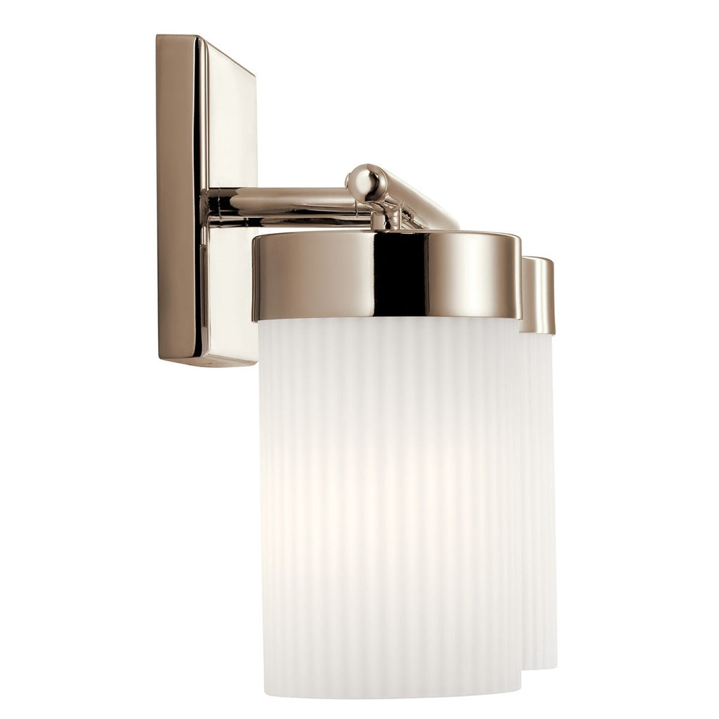 KICHLER 55111PN Ciona 14.5" 2 Light Vanity Light With Round Ribbed Glass Polished Nickel