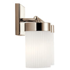 KICHLER 55111PN Ciona 14.5" 2 Light Vanity Light With Round Ribbed Glass Polished Nickel
