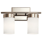 KICHLER 55111PN Ciona 14.5" 2 Light Vanity Light With Round Ribbed Glass Polished Nickel