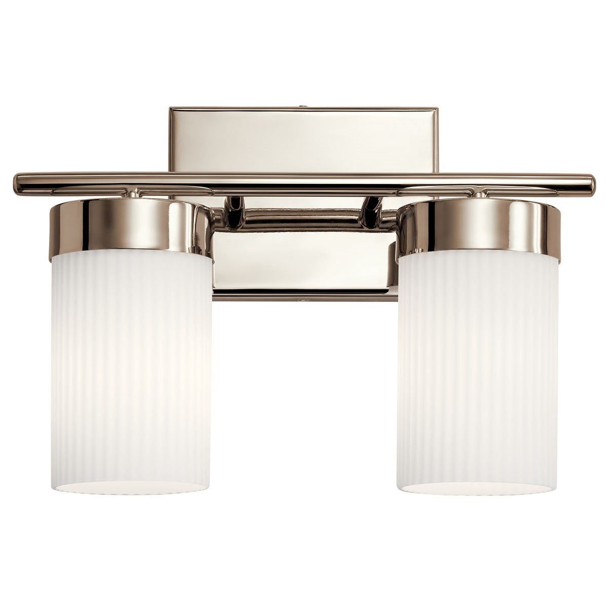 KICHLER 55111PN Ciona 14.5" 2 Light Vanity Light With Round Ribbed Glass Polished Nickel