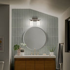 KICHLER 55111PN Ciona 14.5" 2 Light Vanity Light With Round Ribbed Glass Polished Nickel