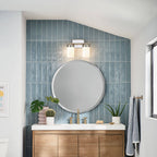 KICHLER 55111PN Ciona 14.5" 2 Light Vanity Light With Round Ribbed Glass Polished Nickel