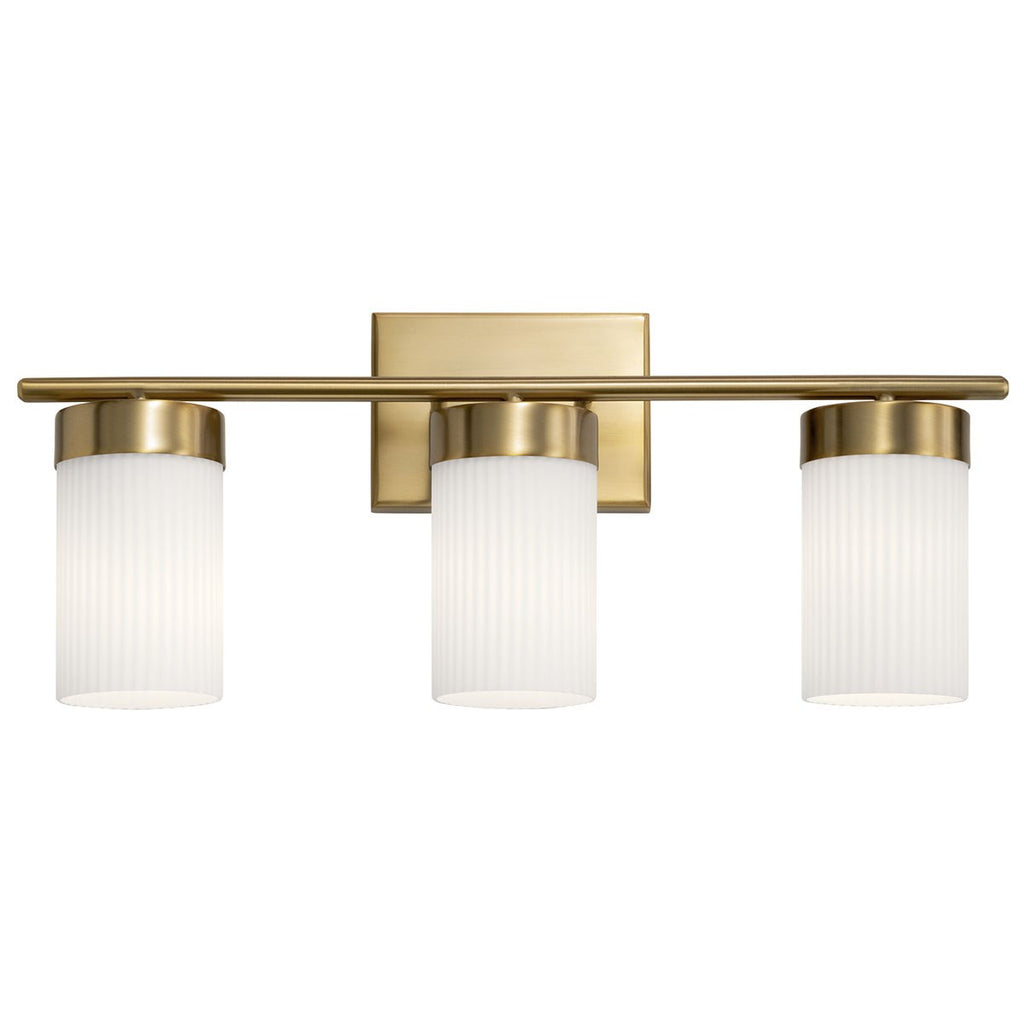 KICHLER 55112BNB Ciona 24" 3 Light Vanity Lighte With Round Ribbed Glass Brushed Natural Brass